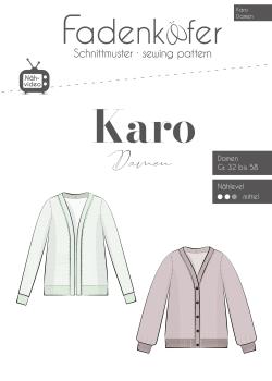 Papierschnittmuster Damenstrickjacke Karo, Fadenkäfer